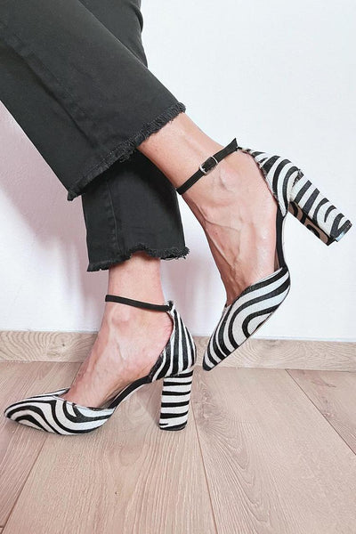 Ella & James | ZEBRA PRINT PUMPS WITH ANKLE STRAP