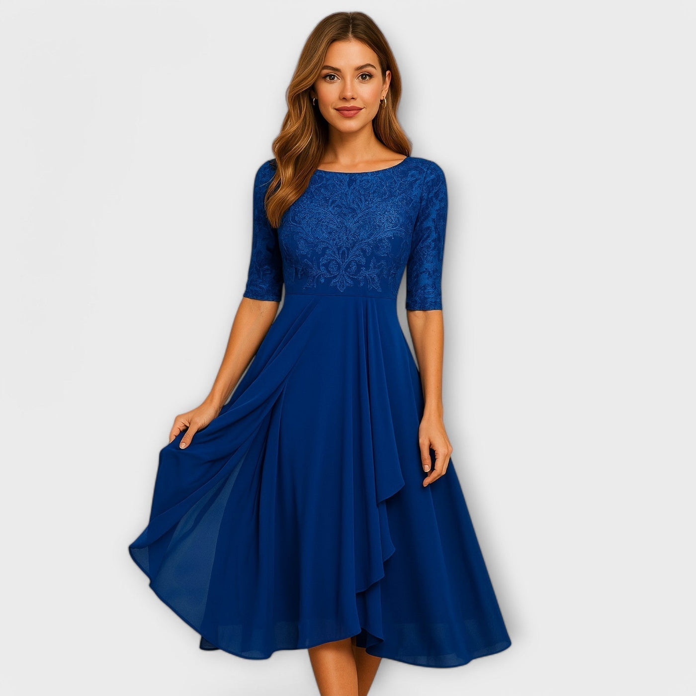 Martha | Midi Dress With Lace Sleeve