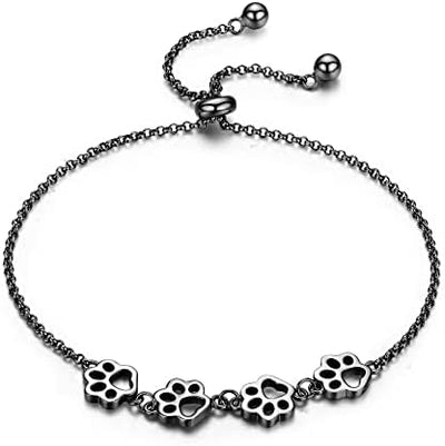 Silver Paw Print Bracelet – Adjustable Fit