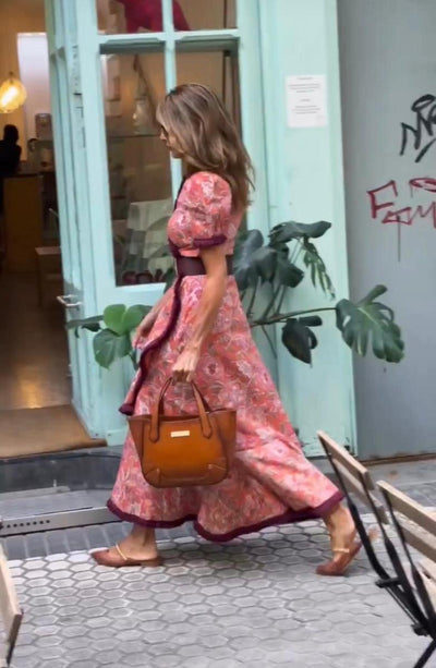 Jane™ | Elegant Pink Short Sleeve Maxi Dress