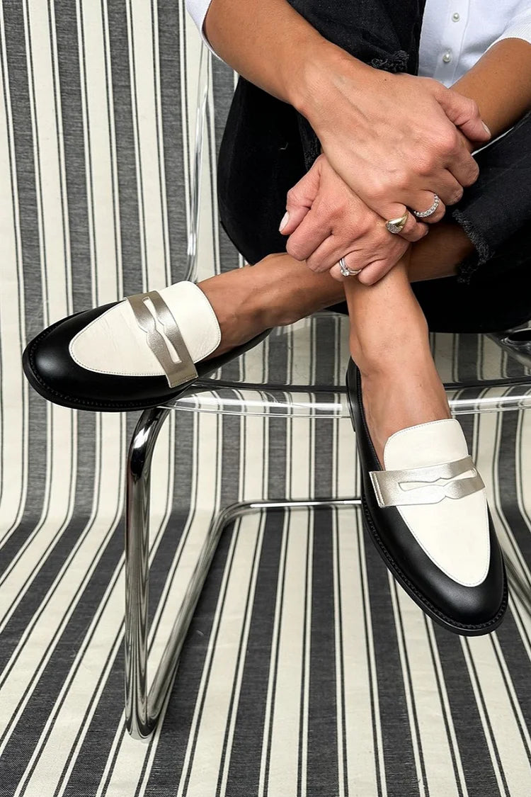 Ella & James | TWO-TONE LOAFERS WITH METALLIC DETAIL