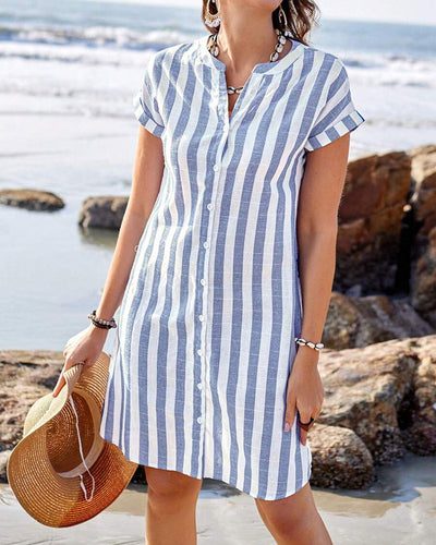 Eveline – Elegant Striped Shirt Dress