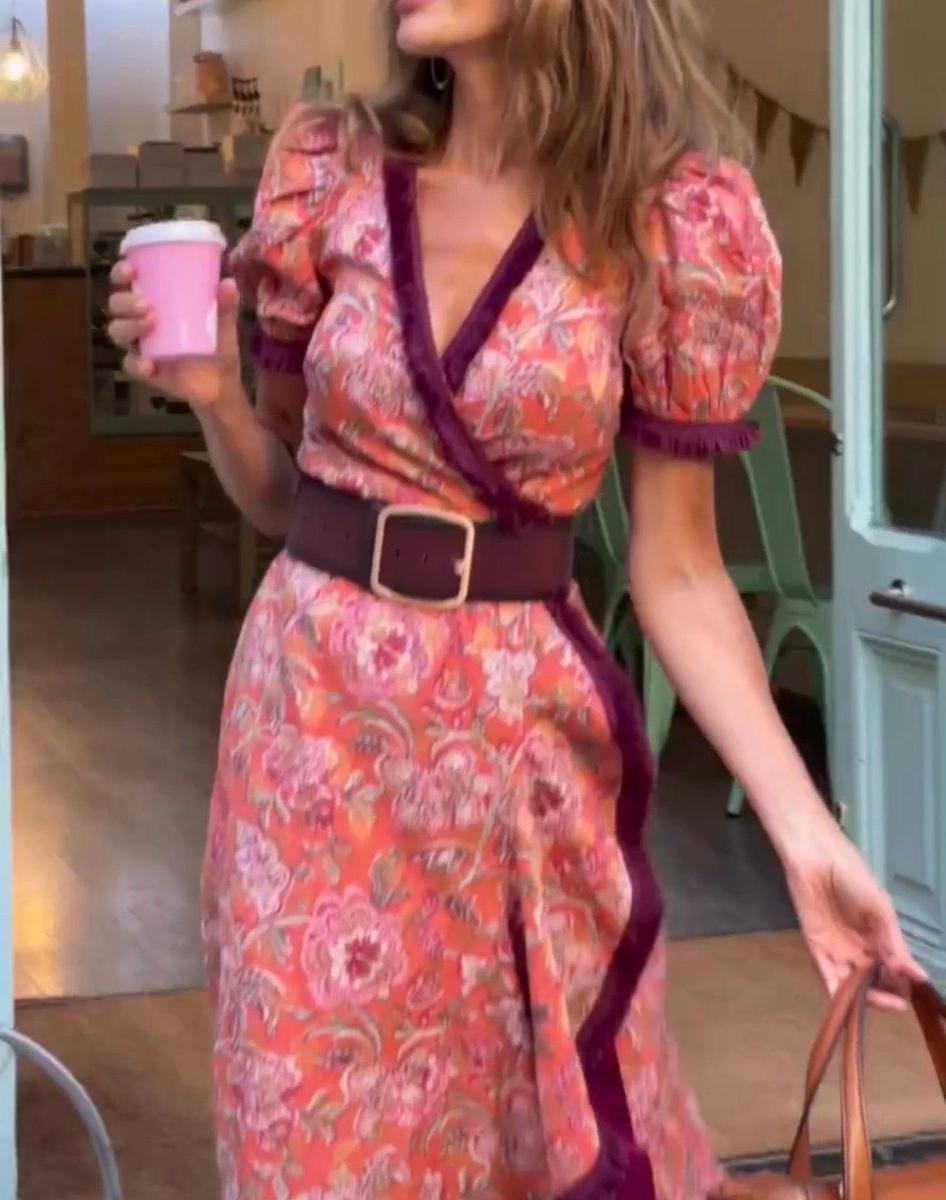 Jane™ | Elegant Pink Short Sleeve Maxi Dress