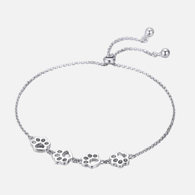 Silver Paw Print Bracelet – Adjustable Fit
