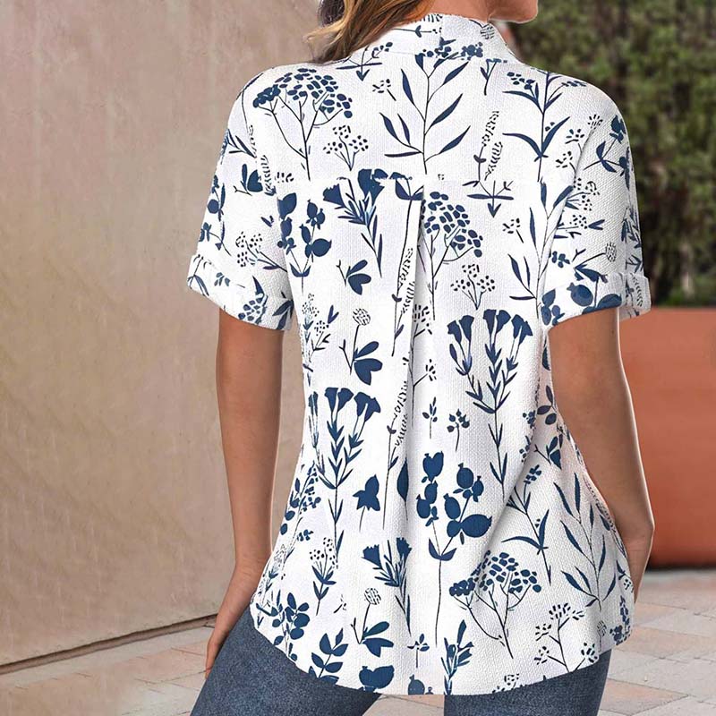 BETSY | Casual Leaf Print Blouse