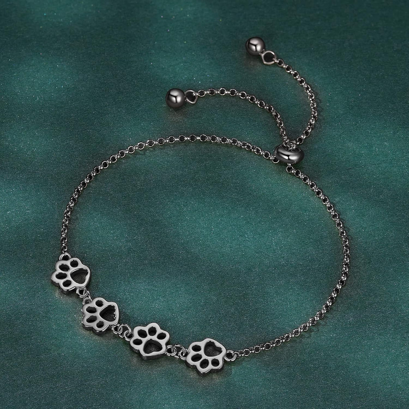 Silver Paw Print Bracelet – Adjustable Fit