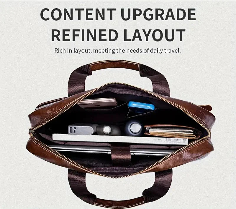 Leather Briefcase Crossbody Bag | Kaelen