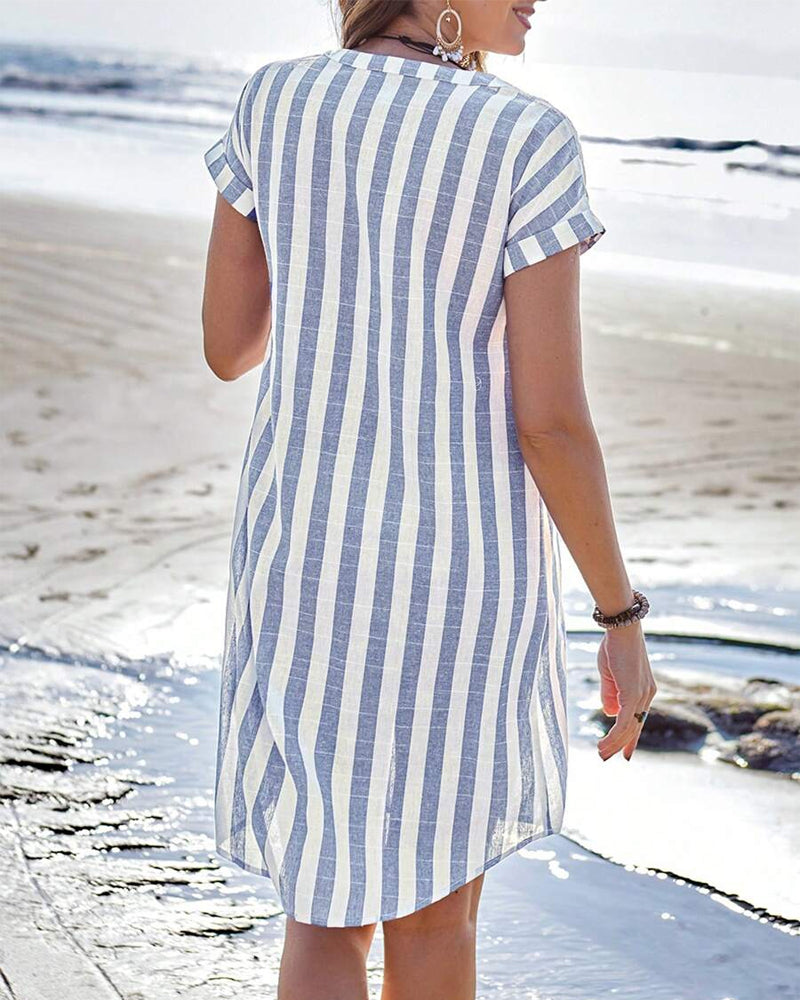 Eveline – Elegant Striped Shirt Dress