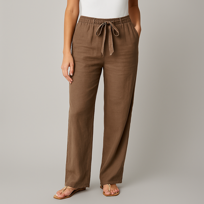 Gwyneth - Elegant Tie Waist Linen Pants