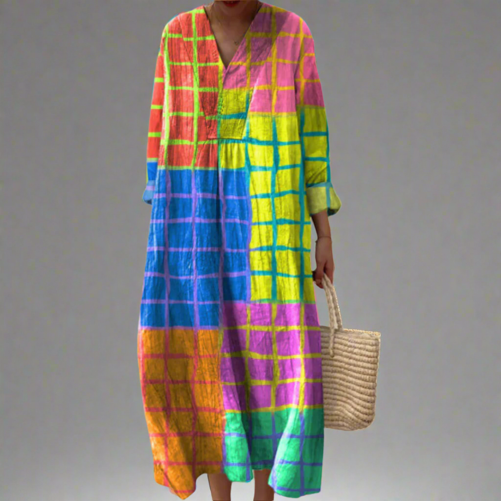 Beverley - Vibrant Grid Maxi Dress