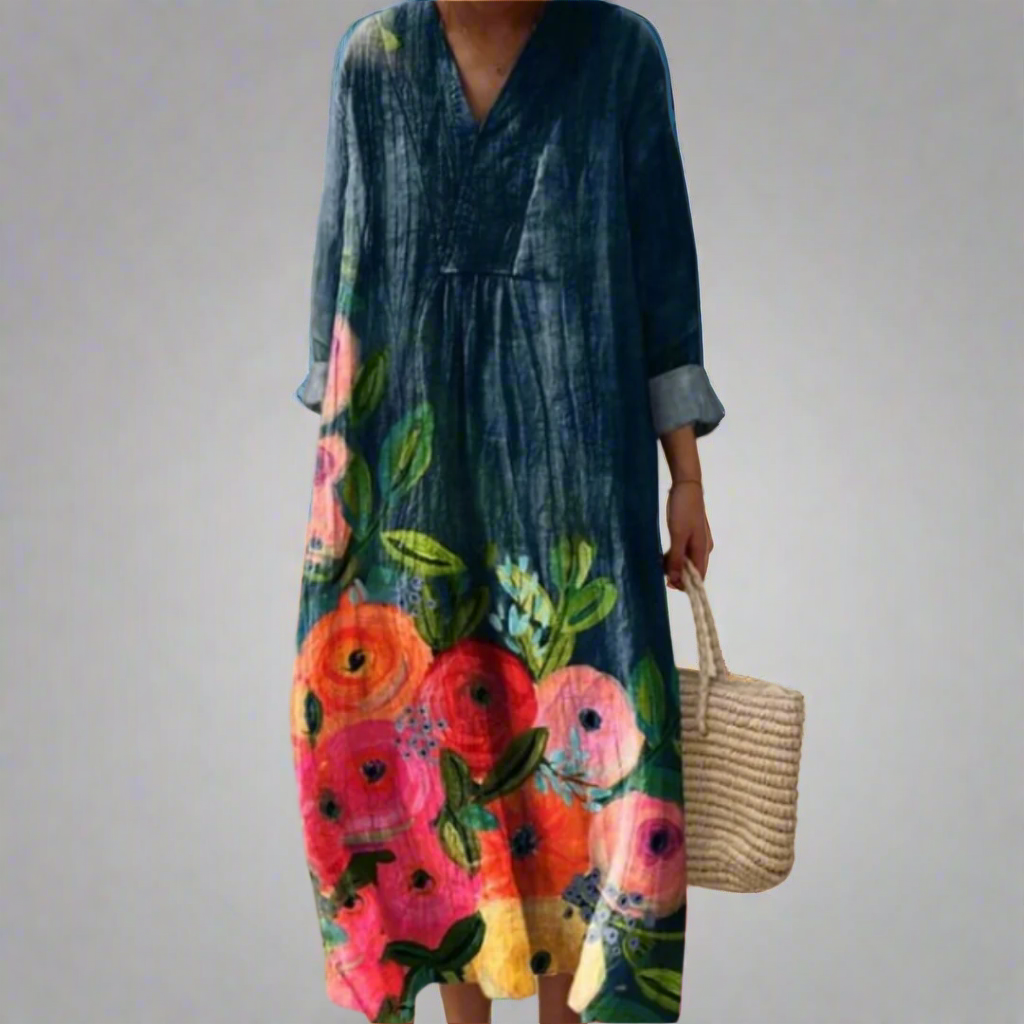 Margaret - Watercolour Floral Cotton Maxi Dress