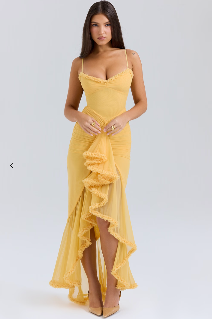Alicia - Maxi Dress with Ruffles and Openings