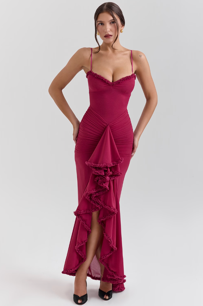 Alicia - Maxi Dress with Ruffles and Openings