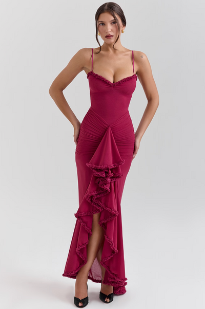 Alicia - Maxi Dress with Ruffles and Openings