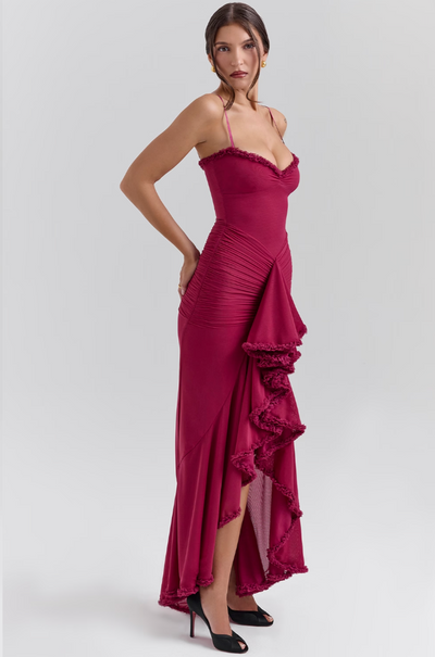Alicia - Maxi Dress with Ruffles and Openings