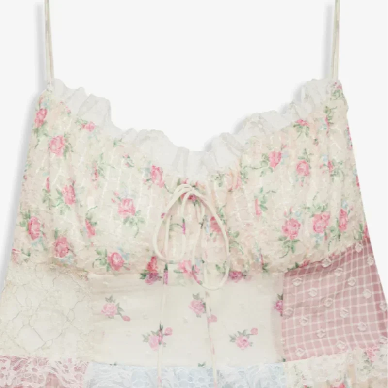 Cyrille - Elegant Strappy Patchwork Maxi Dress