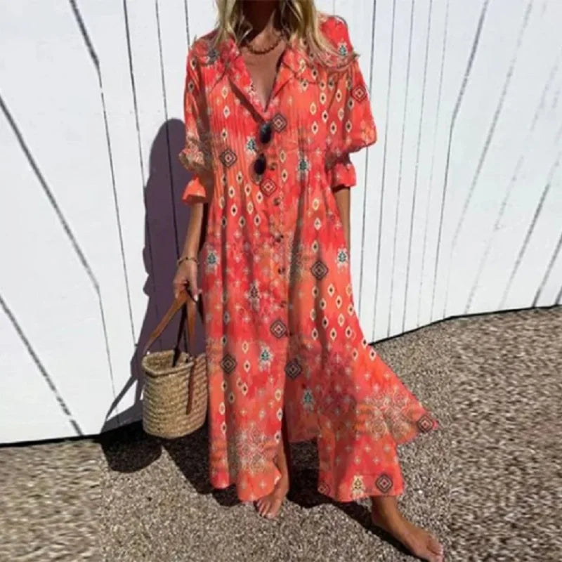 Cassidy™ | Boho Puff Sleeve Maxi Dress