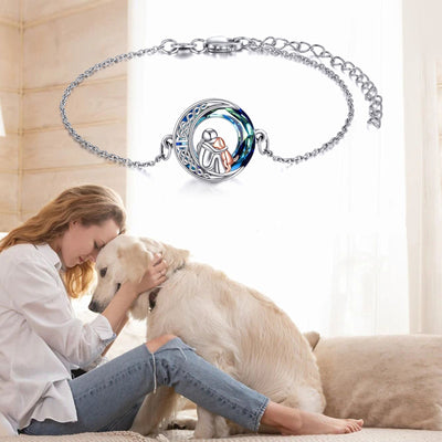 Adjustable Silver Dog Charm Bracelet