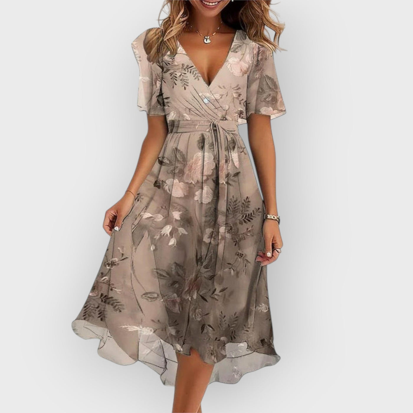 Daisy | Stylish V-Neck Floral Midi Dress