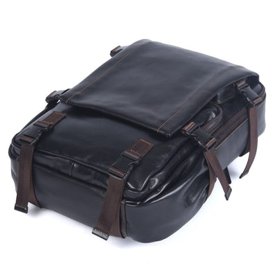 Mens Black Leather Backpack | Lysander