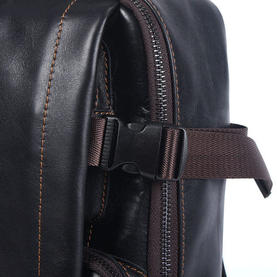 Mens Black Leather Backpack | Lysander