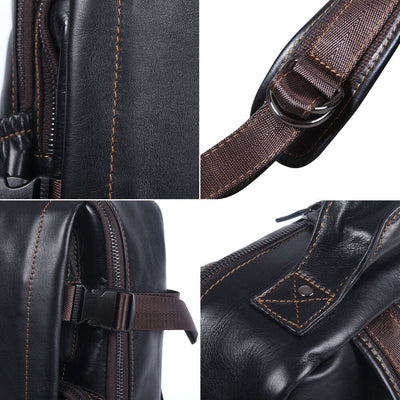 Mens Black Leather Backpack | Lysander