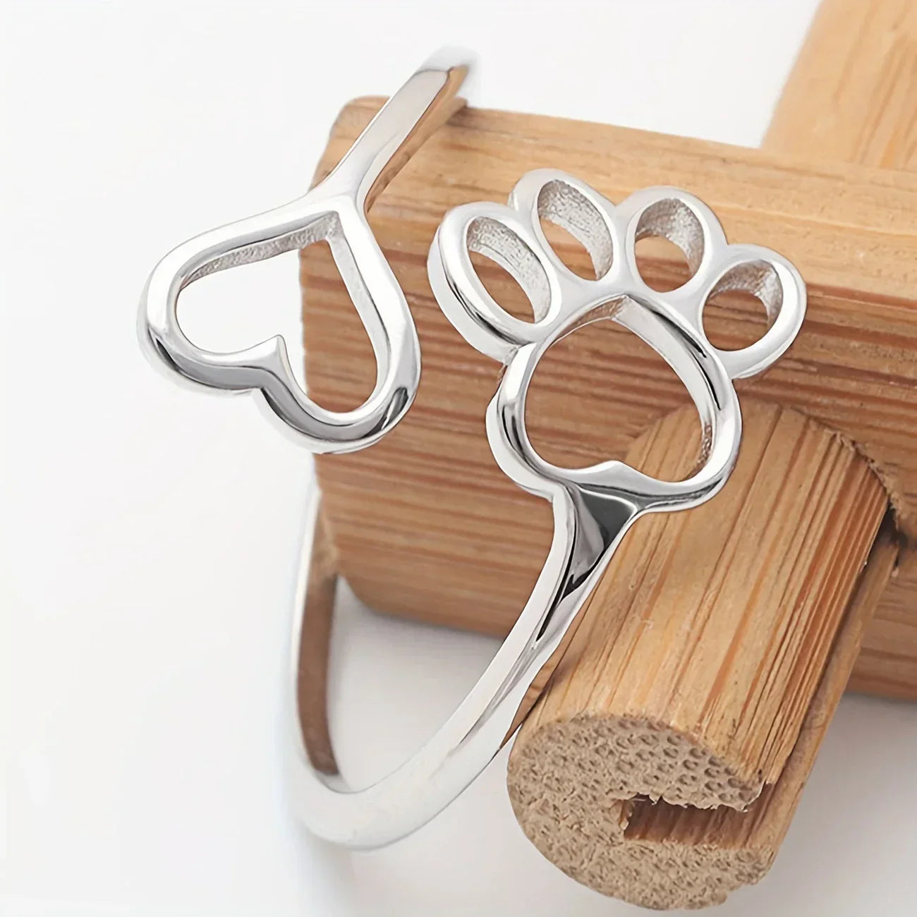 Handcrafted Paw & Heart Ring