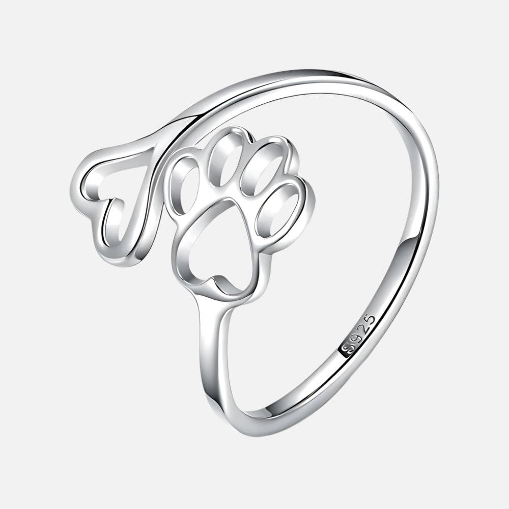 Handcrafted Paw & Heart Ring