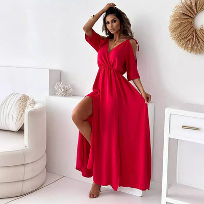 Billie - Trendy Slit Skirt V-Neck Maxi Dress